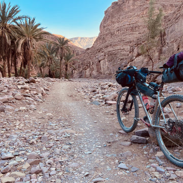 Remote wild campsite cycle touring in Africa