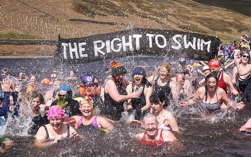 Outdoor swimmers expressing their right to swim