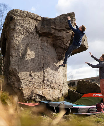 Project taco style bouldering mat is a giant safety net for climbers