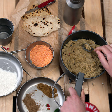 Cooking outside a tent