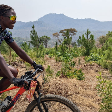 Remote wild campsite cycle touring in Africa