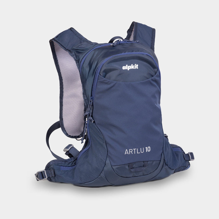 alpkit artlu 10l running backpack in nemo blue - closed