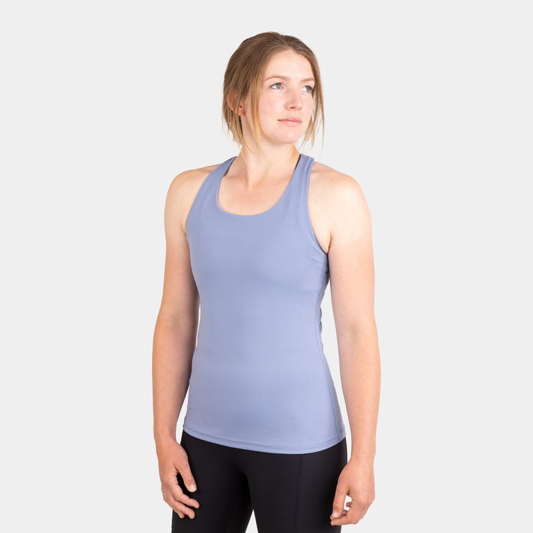 alpkit womens casino vest in dusk blue - closed