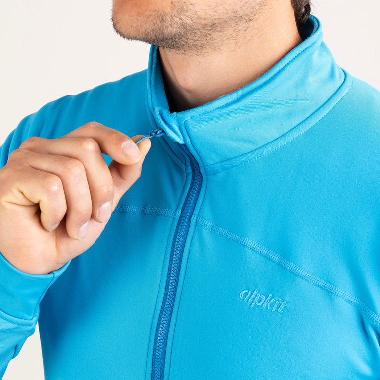 Alpkit Akita men's jacket in Reef blue zip|sl
