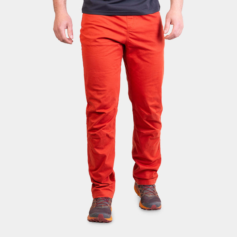 alpkit mens bloc pants for climbing in brick red|aj - closed
