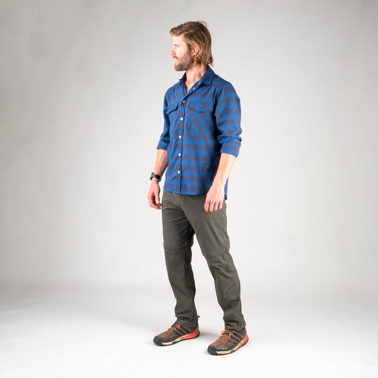 alpkit mens teleki zip off trousers in kelp green outfit|pm