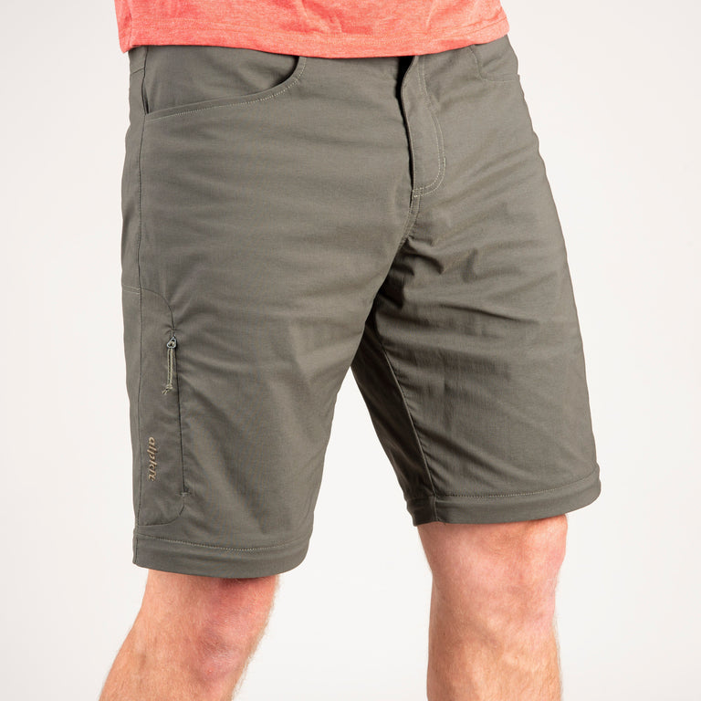 alpkit mens teleki zip off trousers in kelp green unzipped|pm