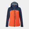 alpkit womens definition waterproof jacket in mandarin orange and blue