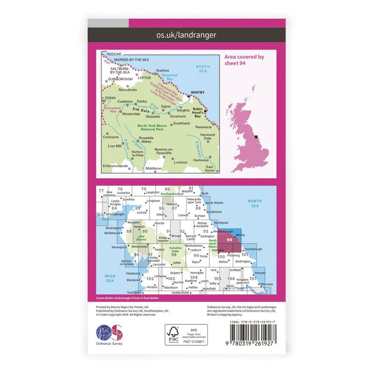 OS Landranger / Whitby & Esk Dale