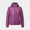 womens alpkit filoment hoody down jacket in grape - closed
