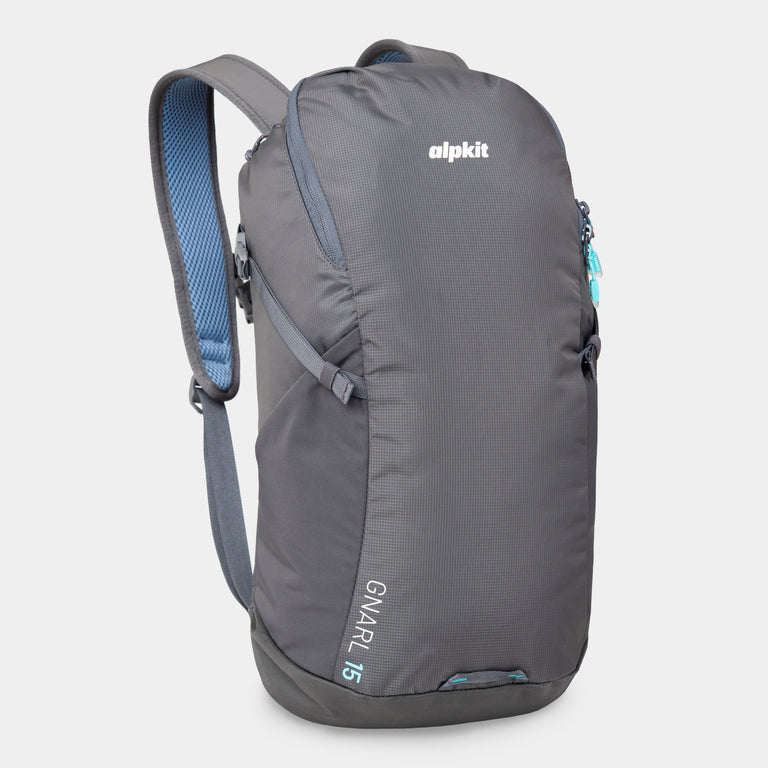 alpkit gnarl 15 backpack day sack in dark grey - closed