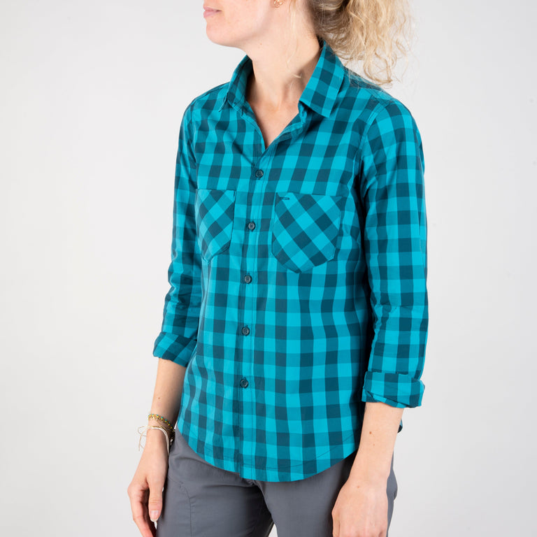 alpkit mira womens mountain shirt in surf blue front
