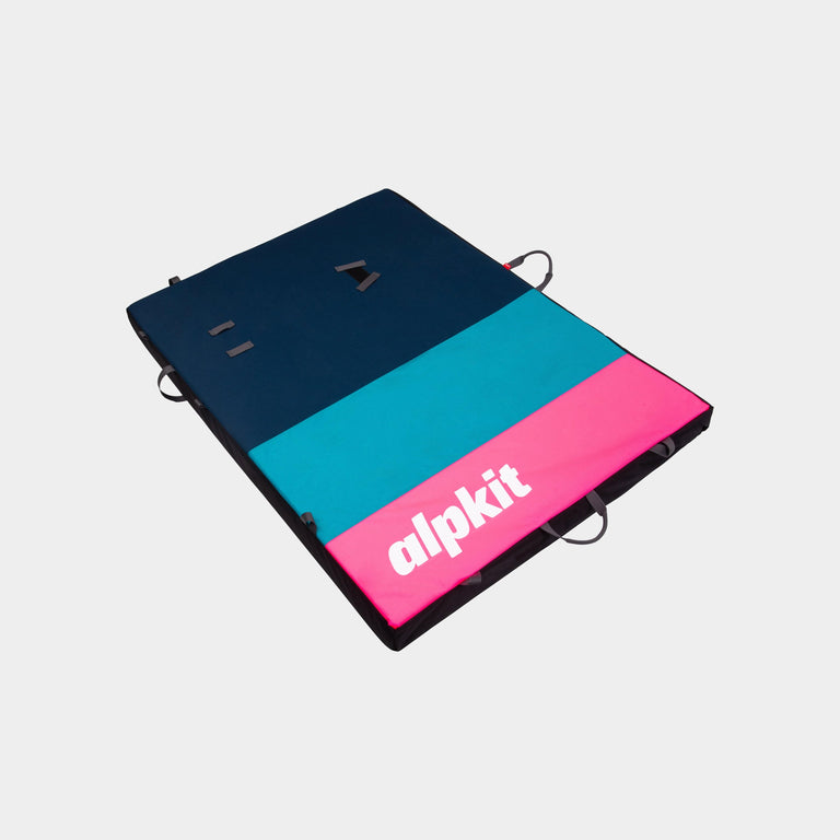alpkit origin bouldering mat boulder pad in blue lagoon - closed