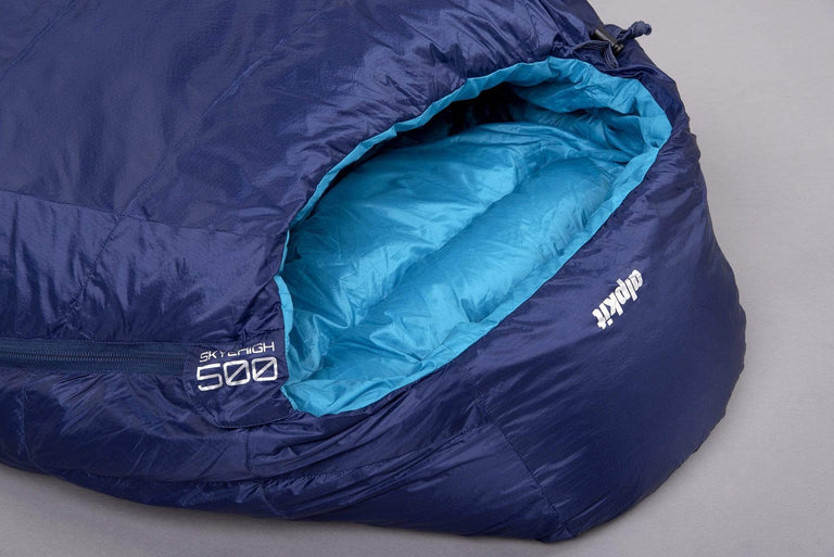 skyehigh 500 down sleeping bag in nemo hood - closed