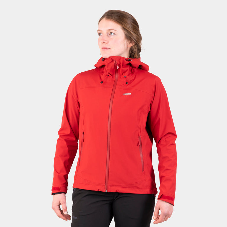 alpkit womens balance waterproof jacket in chipotle red