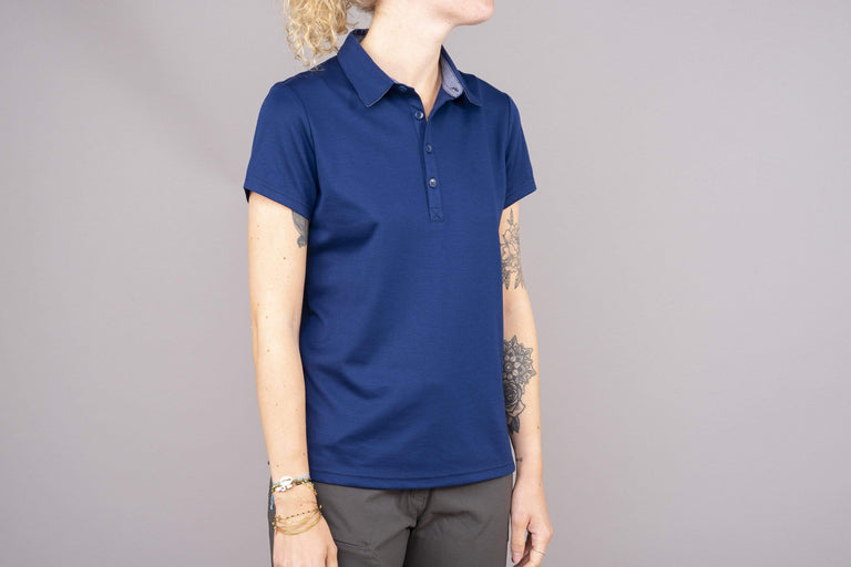 womens alpkit cabrera polo in navy front 