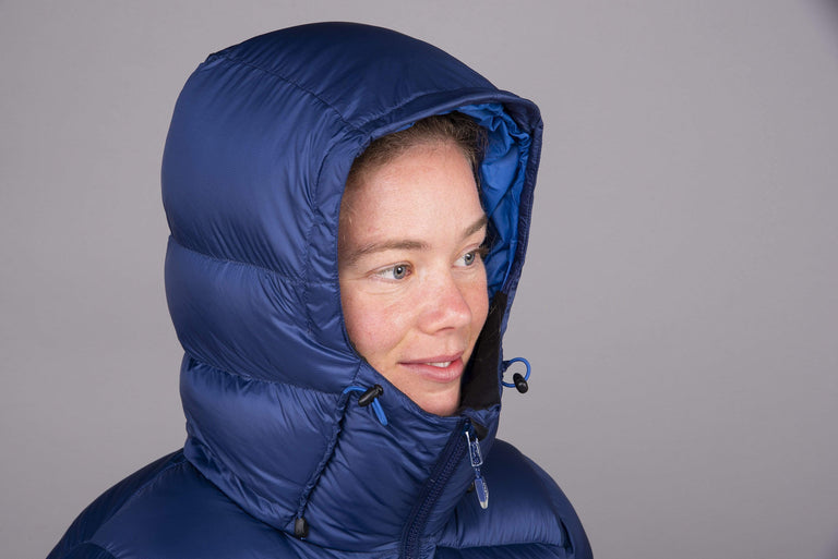 alpkit womens fantom down jacket in demo hood