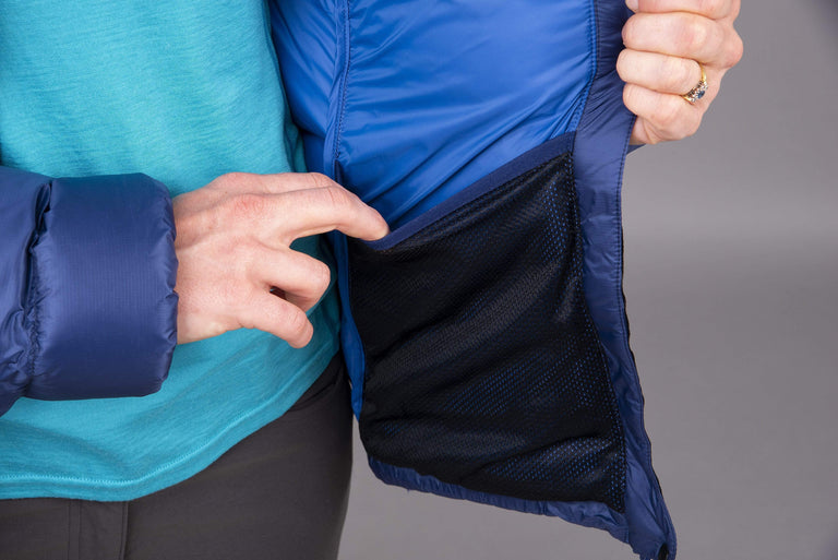 alpkit womens fantom down jacket in demo dump pocket