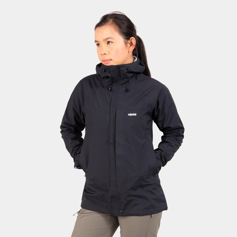 alpkit womens fortitude waterproof jacket in black